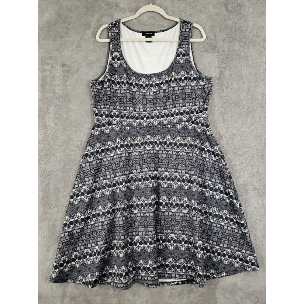 Torrid Women's 1 Tank Dress A-Line Skull Spiderweb Pattern Halloween Gothic